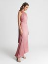 Reiss Pink Delphine One Shoulder Asymmetric Maxi Dress