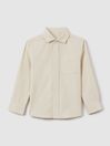 Reiss White Albion Senior Corduroy Cutaway Collar Shirt