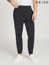 Reiss Navy Eastbourne Cuffed Technical Trousers