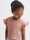 Reiss Multi Saskia Junior Two Pack Ruffle Sleeve Cropped T-Shirts