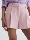 Reiss Pink Marina Pleated Tailored Shorts
