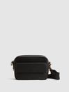 Reiss Black Clea Leather Crossbody Bag