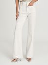 Reiss White Isa High Rise Flared Jeans