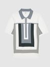 Reiss Sage Pash Half Zip Colourblock Polo T-Shirt