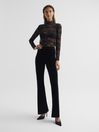 Reiss Black Shannon Lace High Neck Top