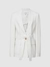 Reiss White Bea Tie Waist Blazer