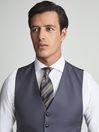 Reiss Airforce Blue Hiked Horse Shoe Wool Slim Fit Waistcoat