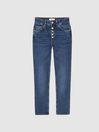 Reiss Mid Blue Bailey Mid Rise Slim Cropped Jeans