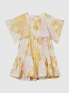 Reiss Yellow Allie Junior Printed Tiered Mini Dress
