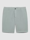 Reiss Soft Sage Ezra Cotton-Linen Blend Shorts