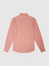 Reiss Coral Ruban Linen Long Sleeve Shirt