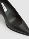 Reiss Black Ada Court Leather Court Shoes