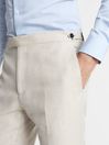 Reiss Stone Fawn Tailored Herringbone Trousers