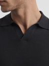 Reiss Slate Duchie Merino Wool Open Collar Polo Shirt