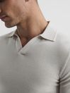 Reiss Bianco Duchie Merino Wool Open Collar Polo Shirt