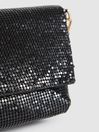 Reiss Black Astrid Bead Embellished Chain Strap Clutch