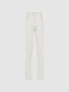 Reiss Cream Florence Petite High Rise Flared Trousers