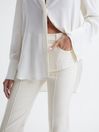 Reiss Cream Florence Petite High Rise Flared Trousers