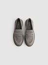 Reiss Grey Adele Leather Chunky Cleated Loafers