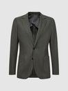 Reiss Forest Green Lincoln Slim Fit Single Breasted Wool Blazer