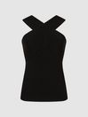 Reiss Black Lily Knitted Halterneck Cami Vest Top
