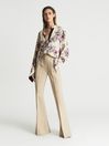 Reiss Neutral/Pink Tilly Orchid Print Blouse