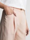 Reiss Pink Shae Regular Linen Blend Pull On Trousers