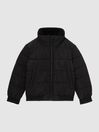 Reiss Black Frost Senior Faux Fur Trim Puffer Jacket