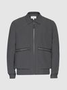 Reiss Slate Grey Fival Textured Harrington Jacket