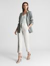 Reiss White Ava Button Fly Cotton Trousers