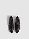 Reiss Black Grafton Leather Saddle Loafers