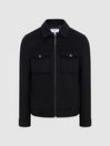 Reiss Black Peridoe Wool Trucker Jacket