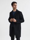 Reiss Black Gable Single Breasted Overcoat