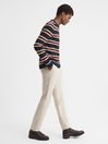 Reiss Tobacco Littleton Cable Knitted Striped Jumper