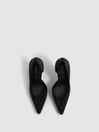 Reiss Black Baines Crystal Pointed Court Heel