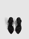 Reiss Black Camilla Strappy Sandal Heels