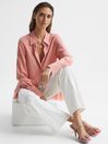 Reiss Pale Pink Cai Crystal Mid Heel Sandals