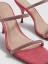 Reiss Pale Pink Cai Crystal Mid Heel Sandals