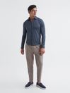 Reiss Steel Blue Baron Mercerised Jersey Shirt