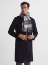Reiss Grey Curtis Cashmere Checked Scarf