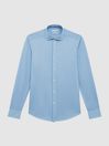 Reiss Soft Blue Nate Cutaway Collar Jersey Slim Fit Shirt