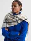 Reiss Neutral Calyn Cashmere Blend Checked Scarf