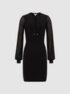 Reiss Black Celeste Sheer Sleeve Knitted Dress