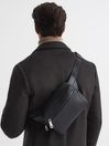 Reiss Black Carter Leather Cross-Body Bag