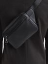 Reiss Black Carter Leather Cross-Body Bag