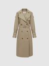 Reiss Taupe Maya Leather Trench Coat