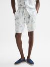 Reiss Light Grey Multi Micah PAIGE Drawstring Shorts