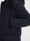 Reiss Navy Skye Hooded Mid Length Puffer Jacket