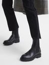 Reiss Black Thea Boots Leather Pull On Chelsea Boots