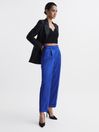 Reiss Blue Cici Satin Taper Trousers